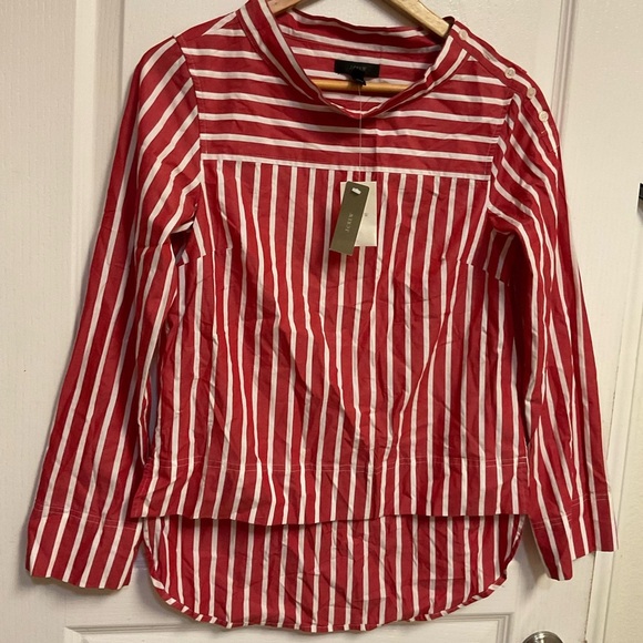 J. Crew Red and White Striped Button Down Shirt - Picture 5 of 12